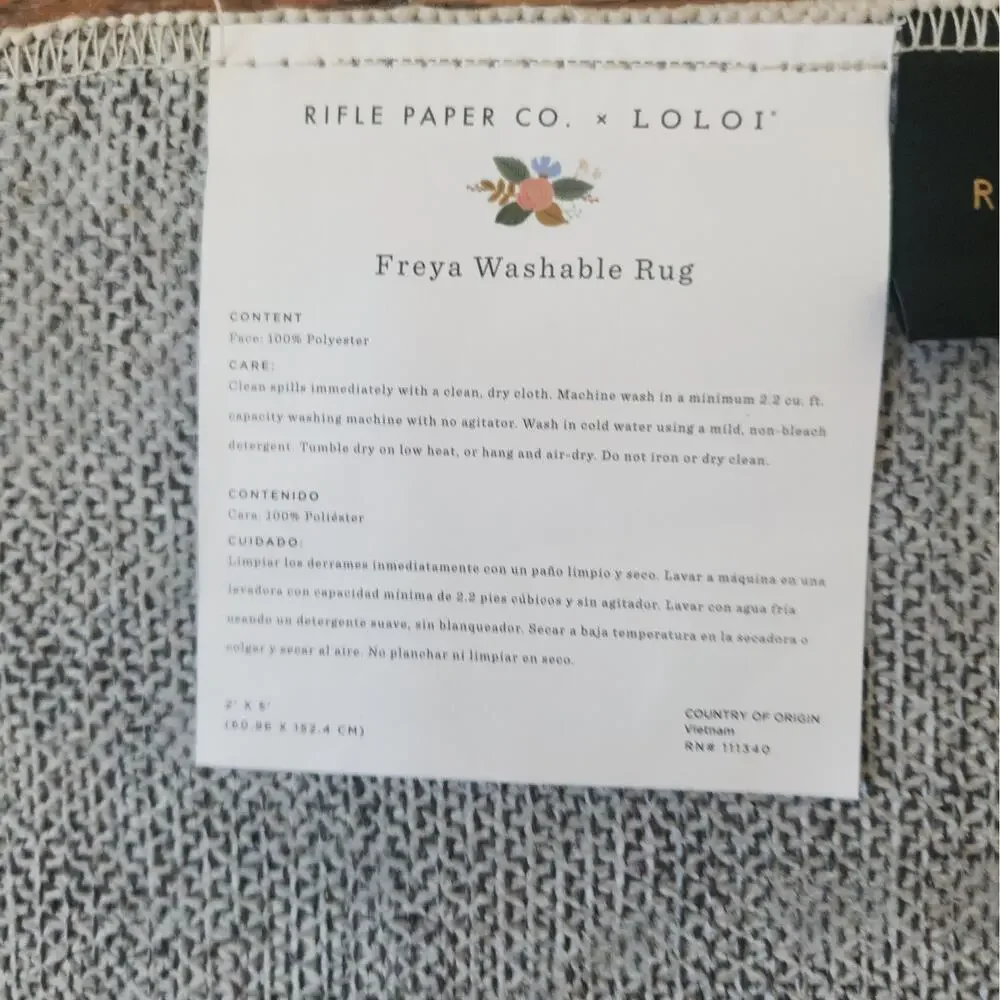 Rifle Paper Co. × Loloi Machine-Washable Freya Floral Runner Rug | 2' × 5' | NWT